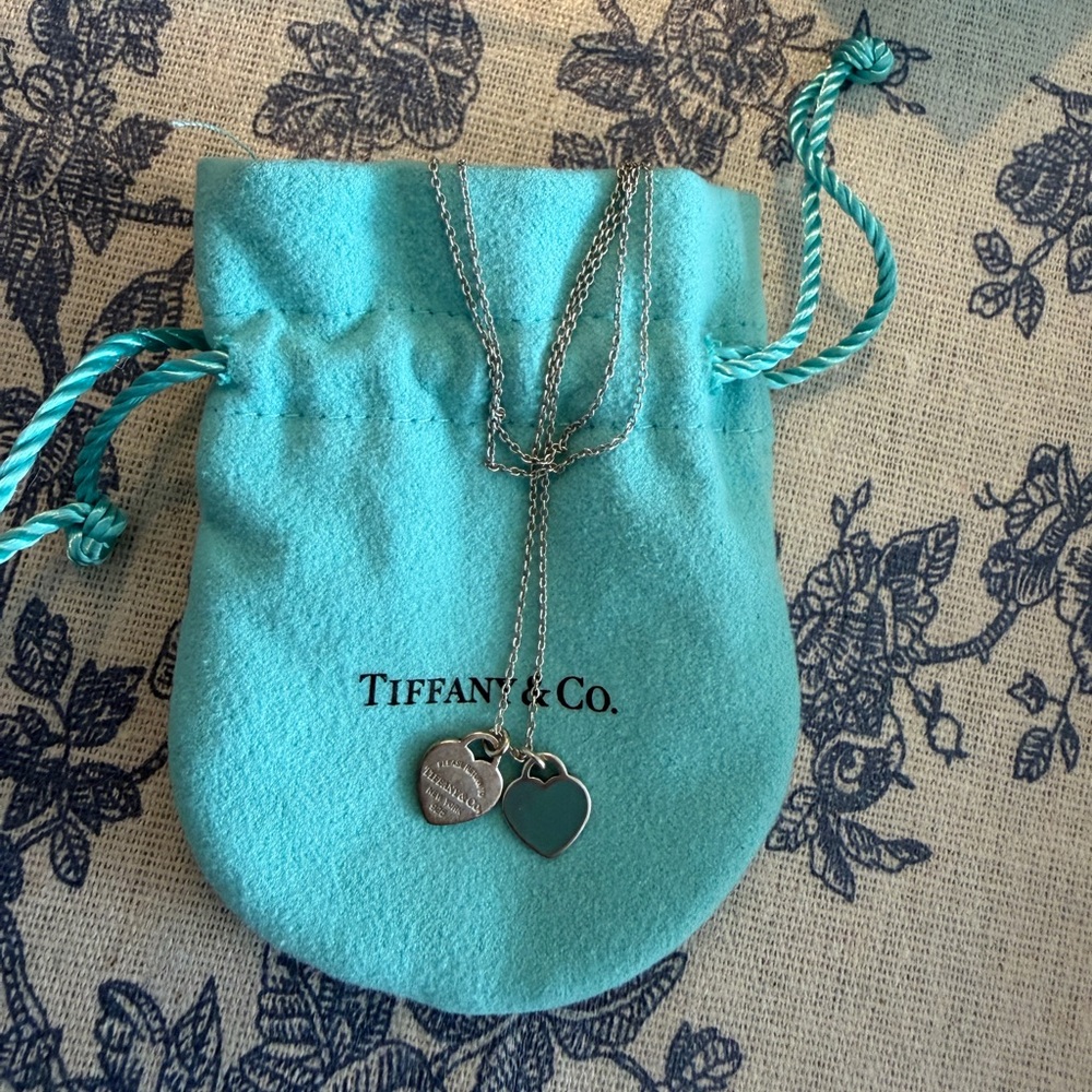 Tiffany & Co. Heart Tag Pendant Necklace in Blue and Silver